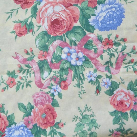 Peach Rose Purple Rose Yellow Victorian Fabric 1YD - Picture 2 of 4